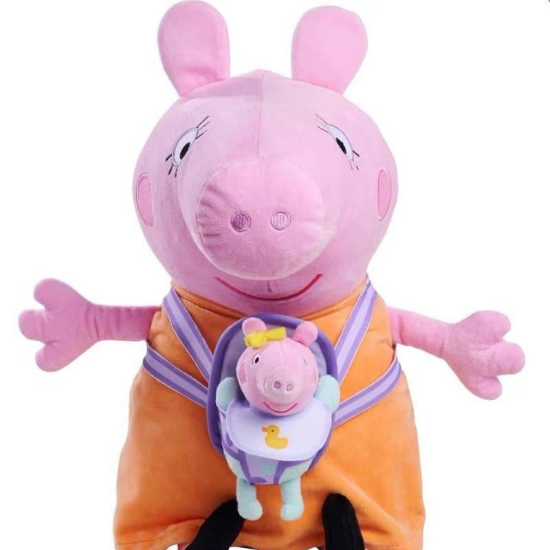 Peppa Pig Mummy Pig & Evie 33cm Large Plush Toy with Baby Evie Carrier