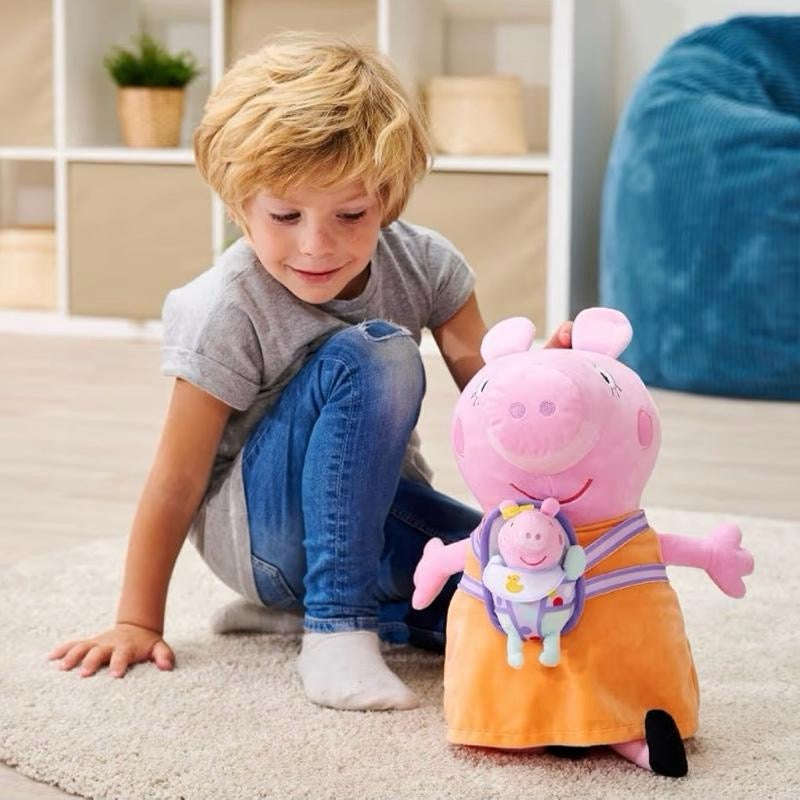 Peppa Pig Mummy Pig & Evie 33cm Large Plush Toy with Baby Evie Carrier