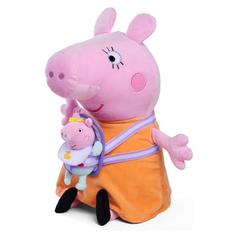Peppa Pig Mummy Pig & Evie 33cm Large Plush Toy with Baby Evie Carrier