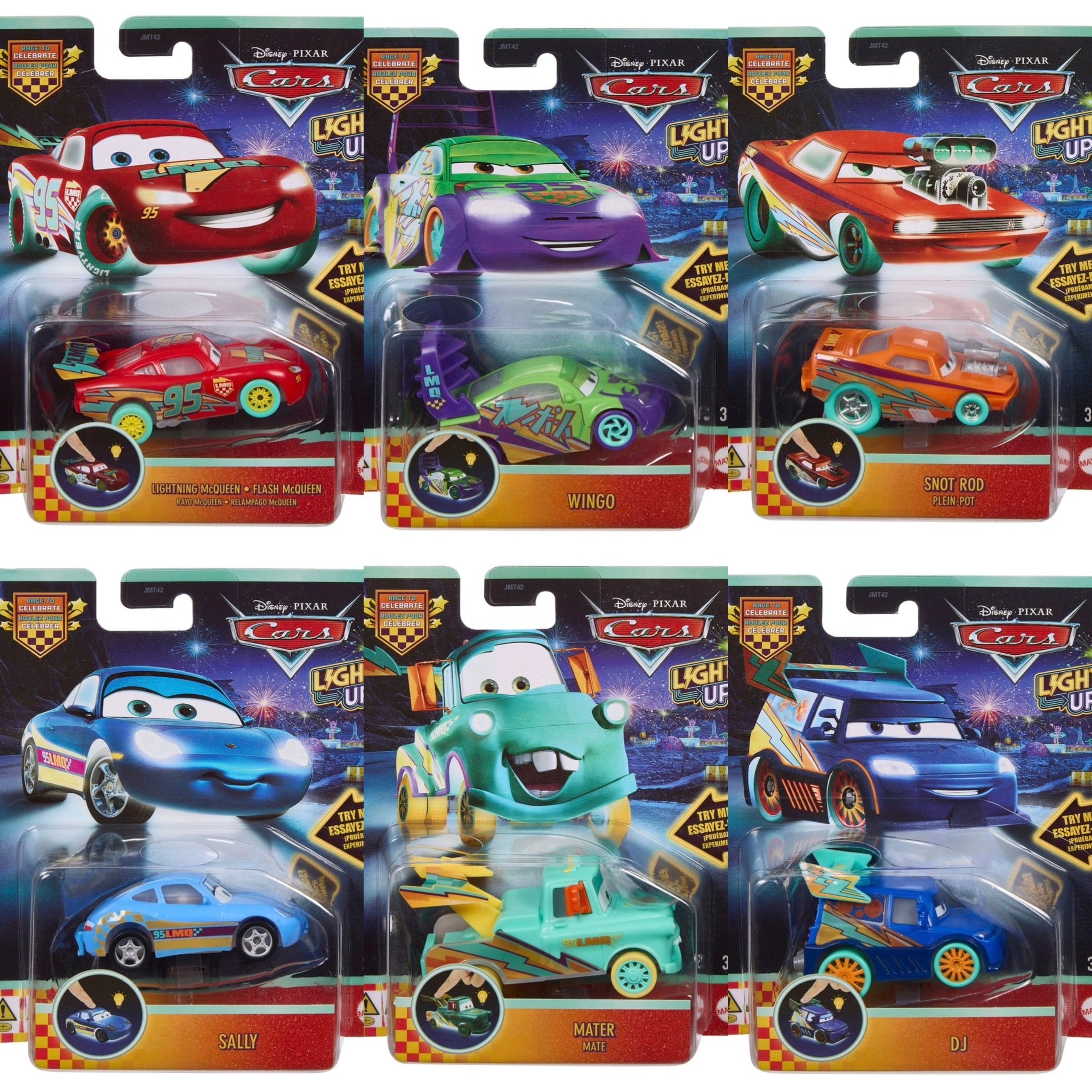 Disney Pixar Cars Race To Celebrate Light-Up Car 1:55 Scale. One Supplied