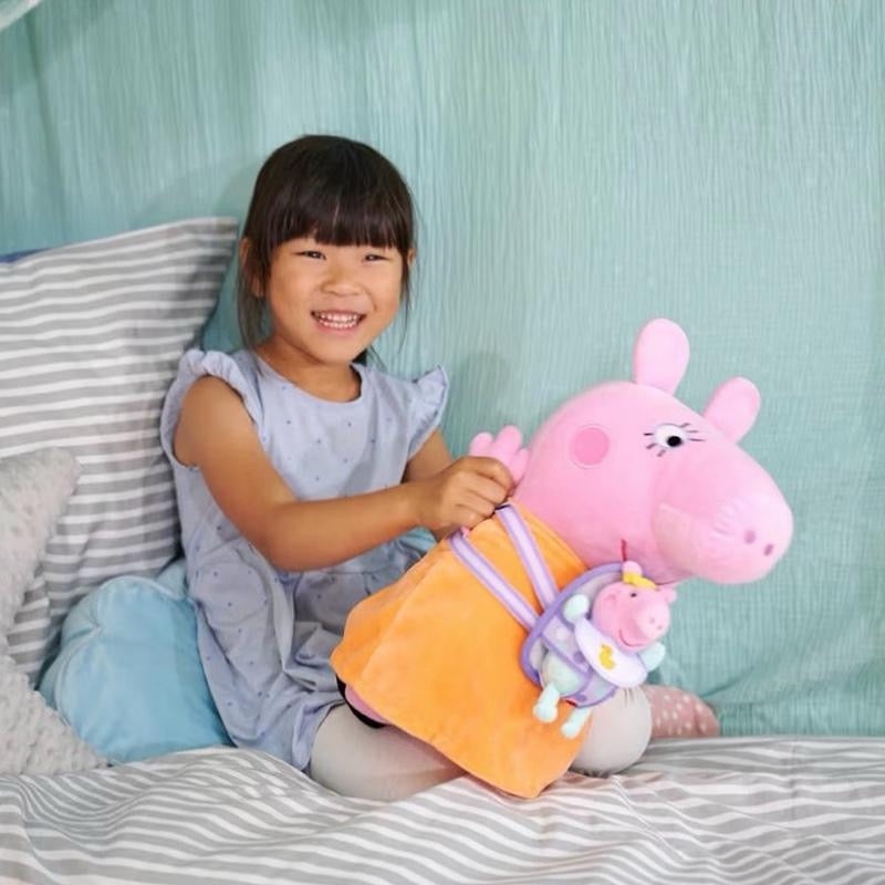 Peppa Pig Mummy Pig & Evie 33cm Large Plush Toy with Baby Evie Carrier