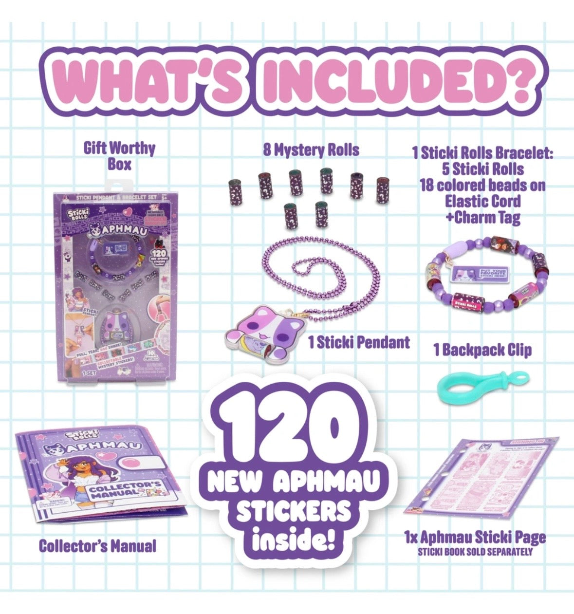Aphmau Sticki Rolls Pendant & Bracelet Set