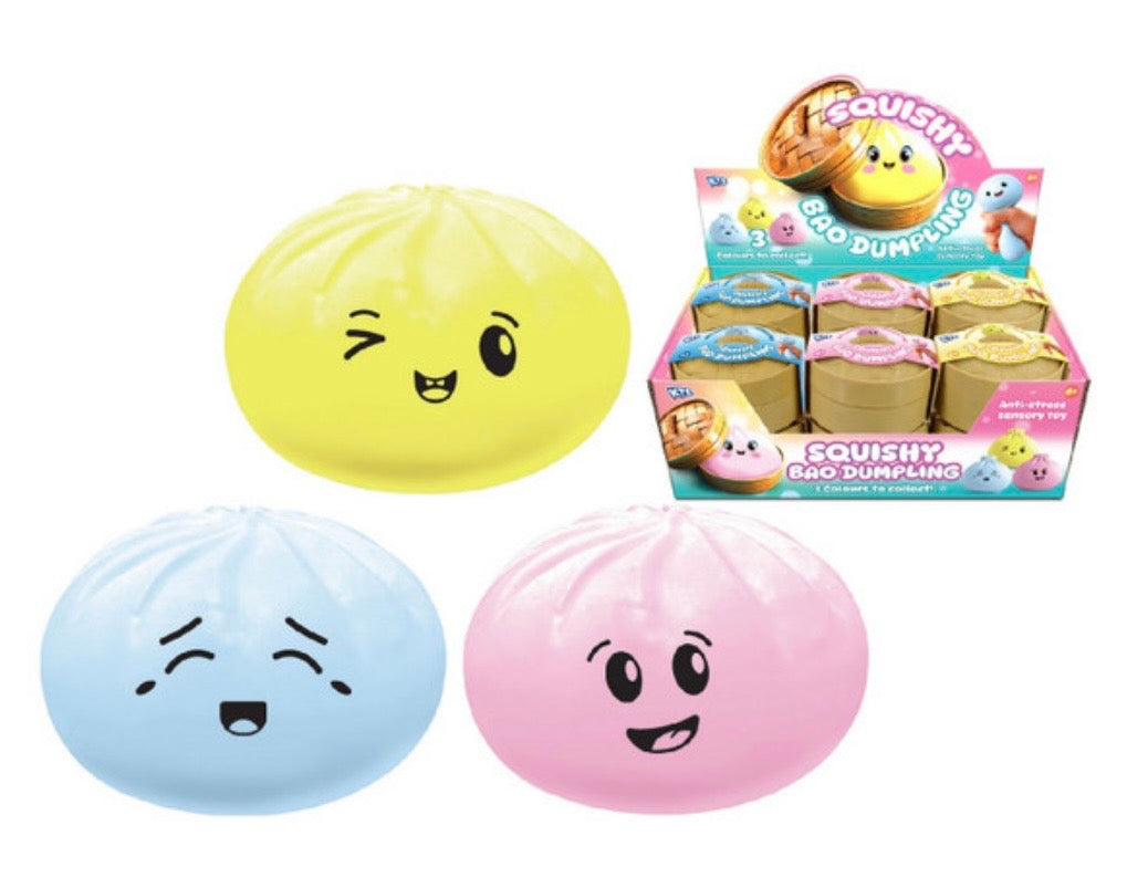 KTL Coloured Squishy Bao Bun In Dumpling Case Bundle. One of each colour supplied (3 Dumplings)
