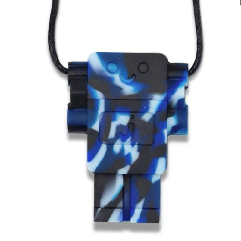 Jellystone Designs Robot Silicone Pendant - Marine. Chew Grade Medium