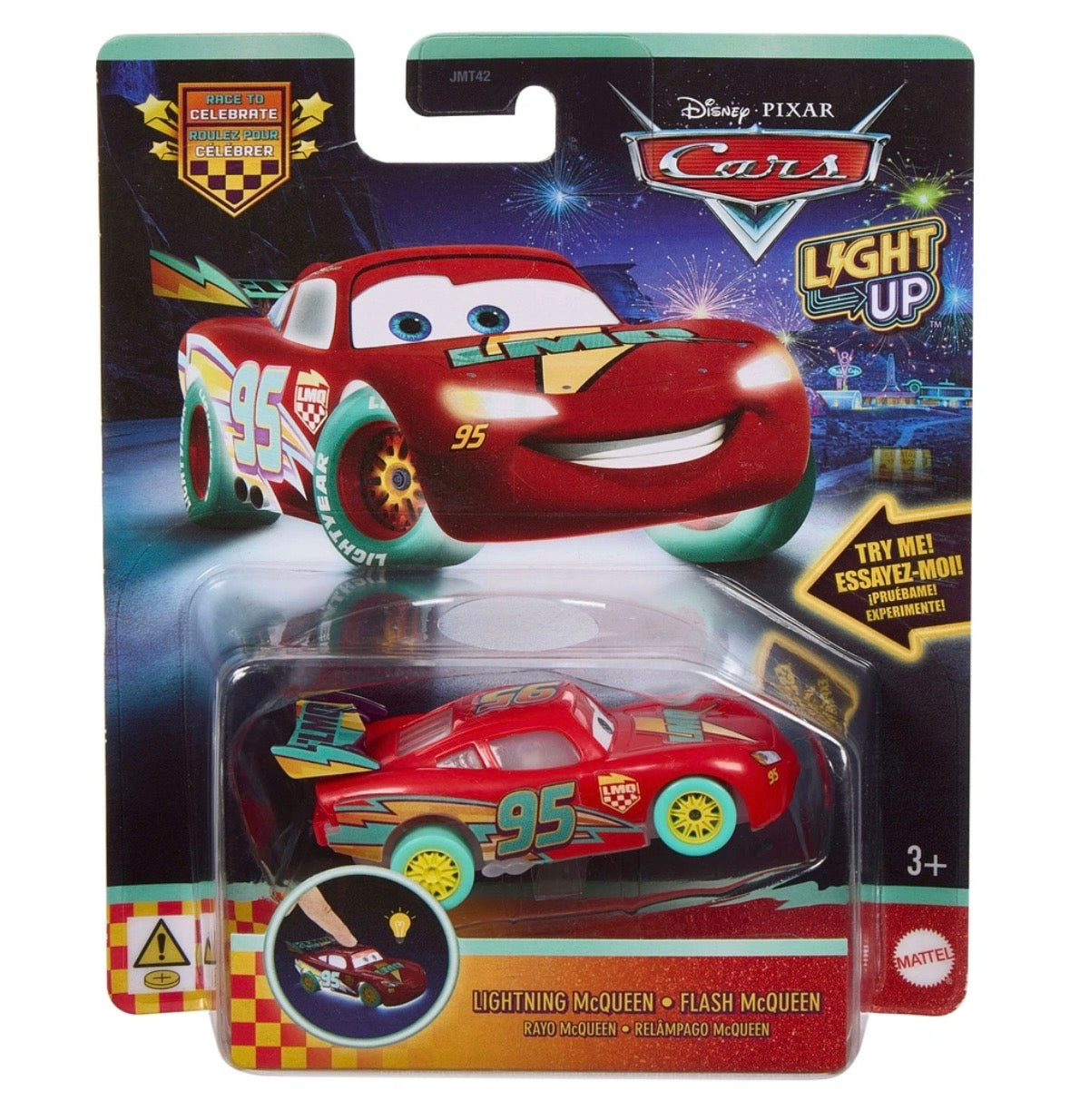 Disney Pixar Cars Race To Celebrate Light-Up Car 1:55 Scale. One Supplied
