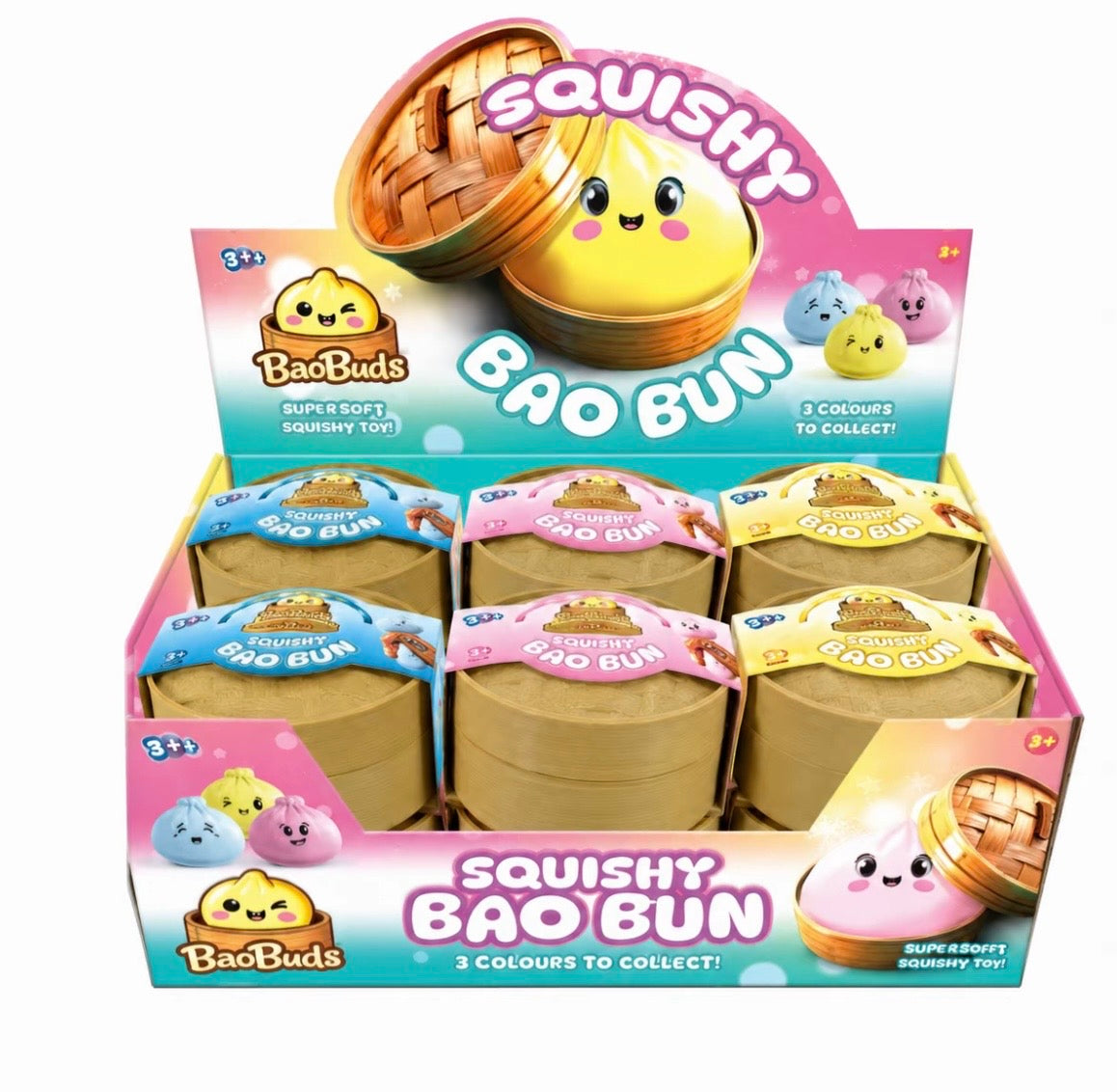 KTL Coloured Squishy Bao Bun In Dumpling Case Bundle. One of each colour supplied (3 Dumplings)
