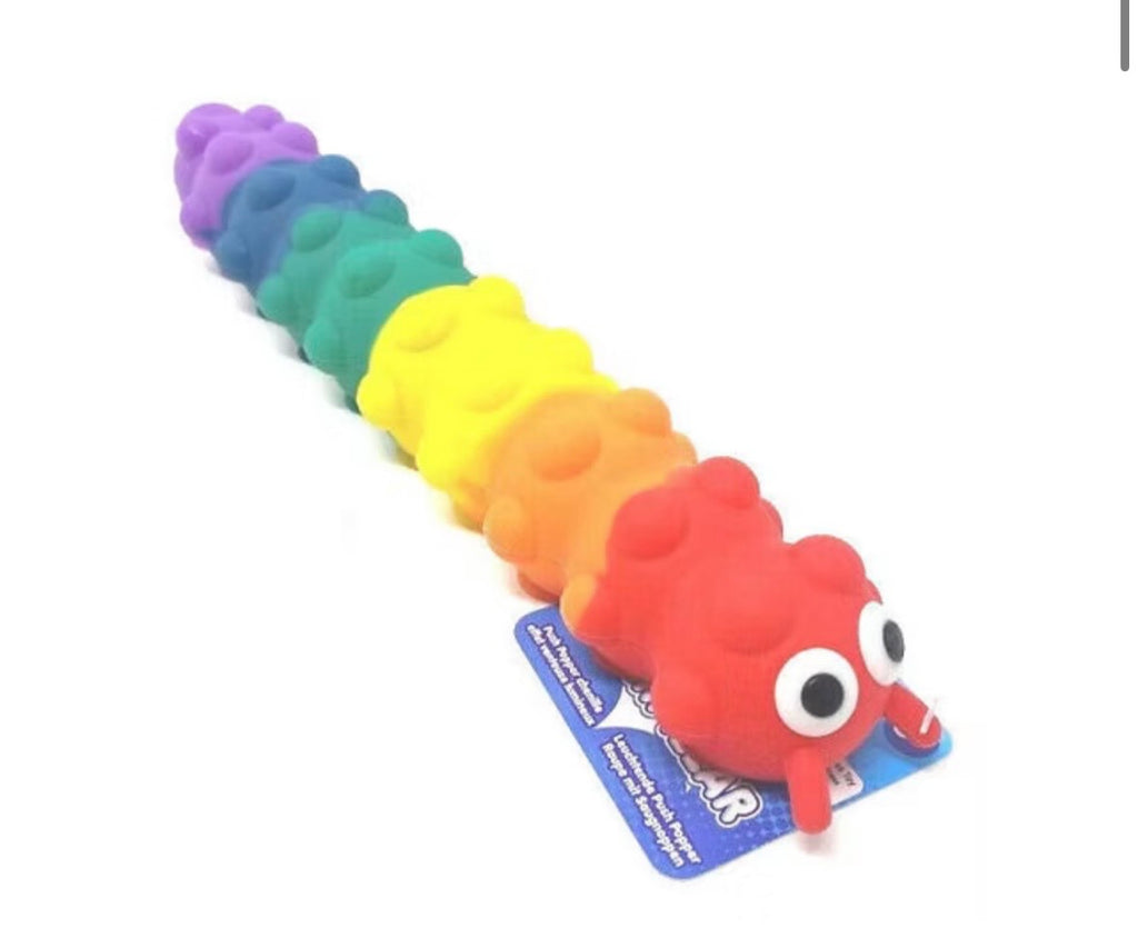 Light Up Suction Push Popper Caterpillar