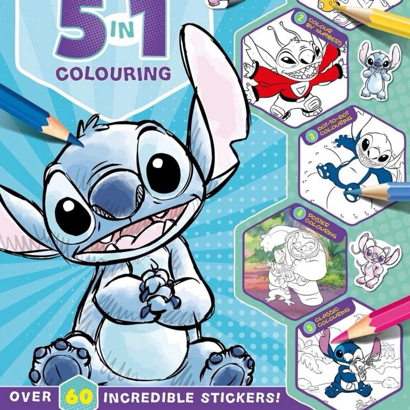 Stitch: 5 in 1 Colouring Book