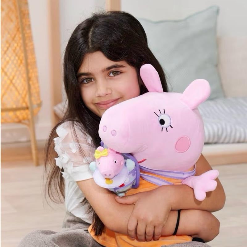 Peppa Pig Mummy Pig & Evie 33cm Large Plush Toy with Baby Evie Carrier
