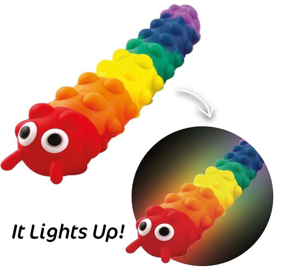 Light Up Suction Push Popper Caterpillar