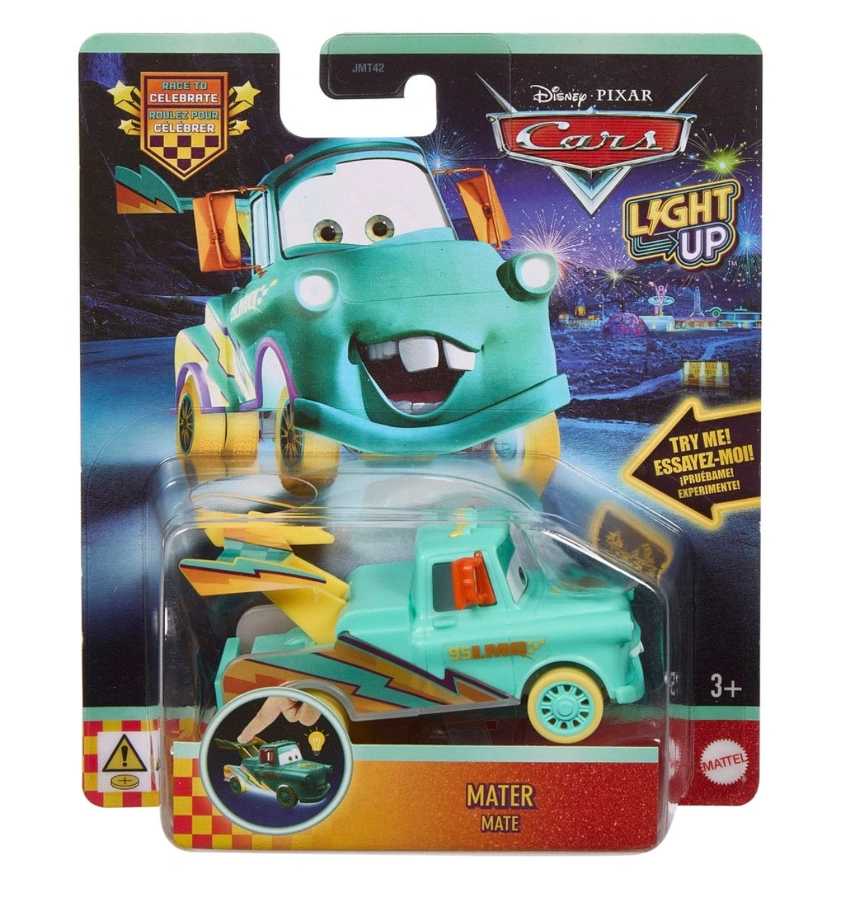 Disney Pixar Cars Race To Celebrate Light-Up Car 1:55 Scale. One Supplied