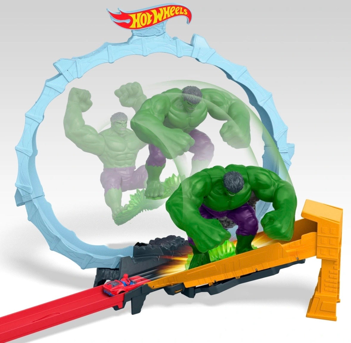 Hot Wheels Superstar Speeders Spiderman & Hulk Smashdown Track Set