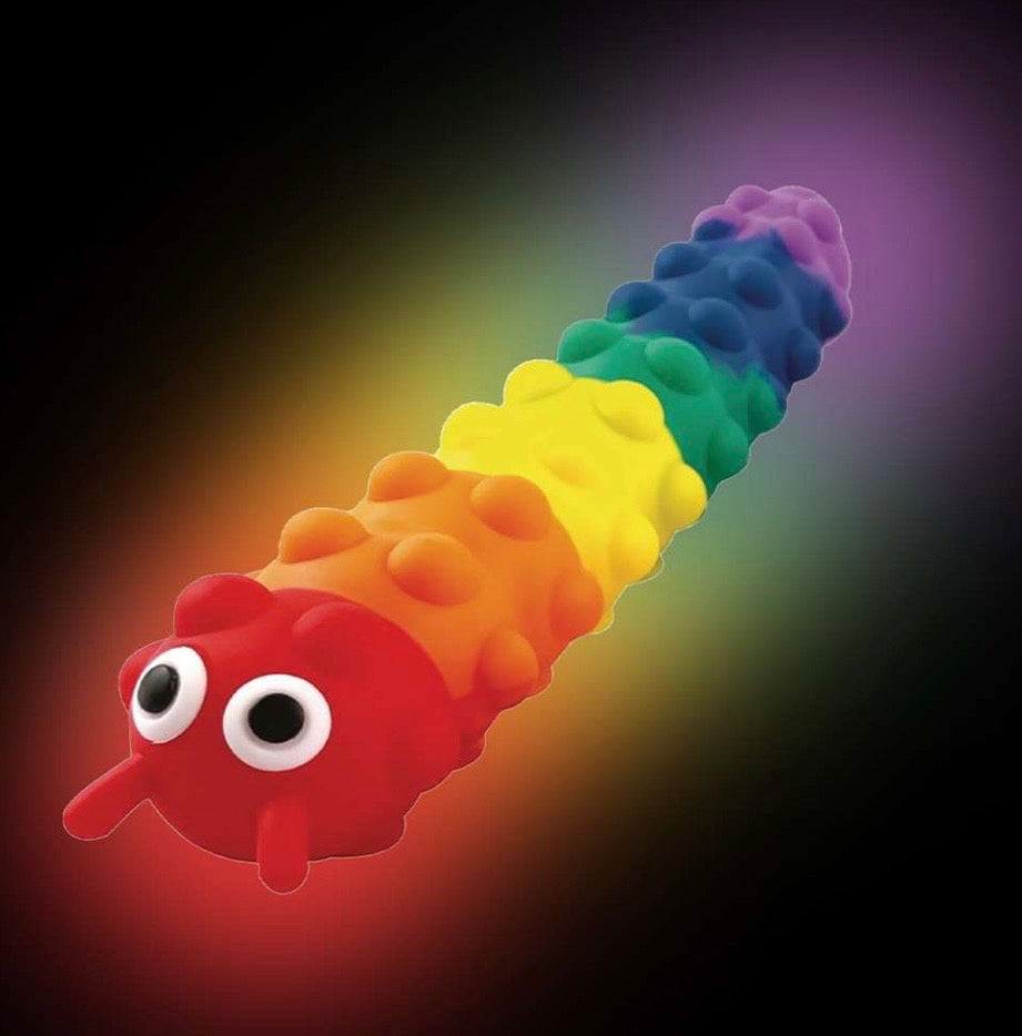 Light Up Suction Push Popper Caterpillar
