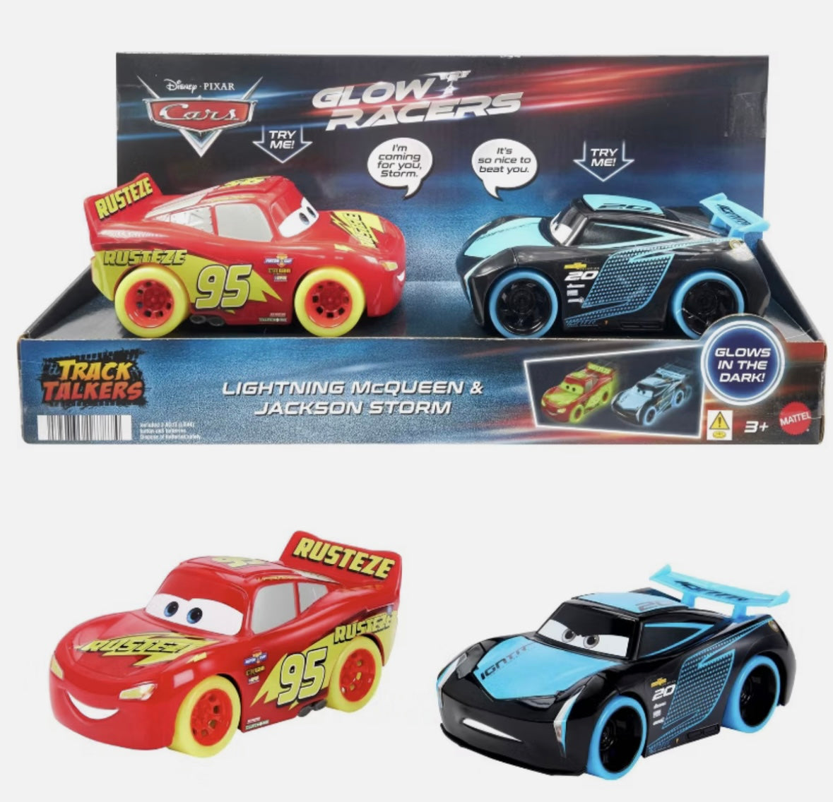 Disney Cars Track Talkers Glow Racers Lightning McQueen Jackson Storm