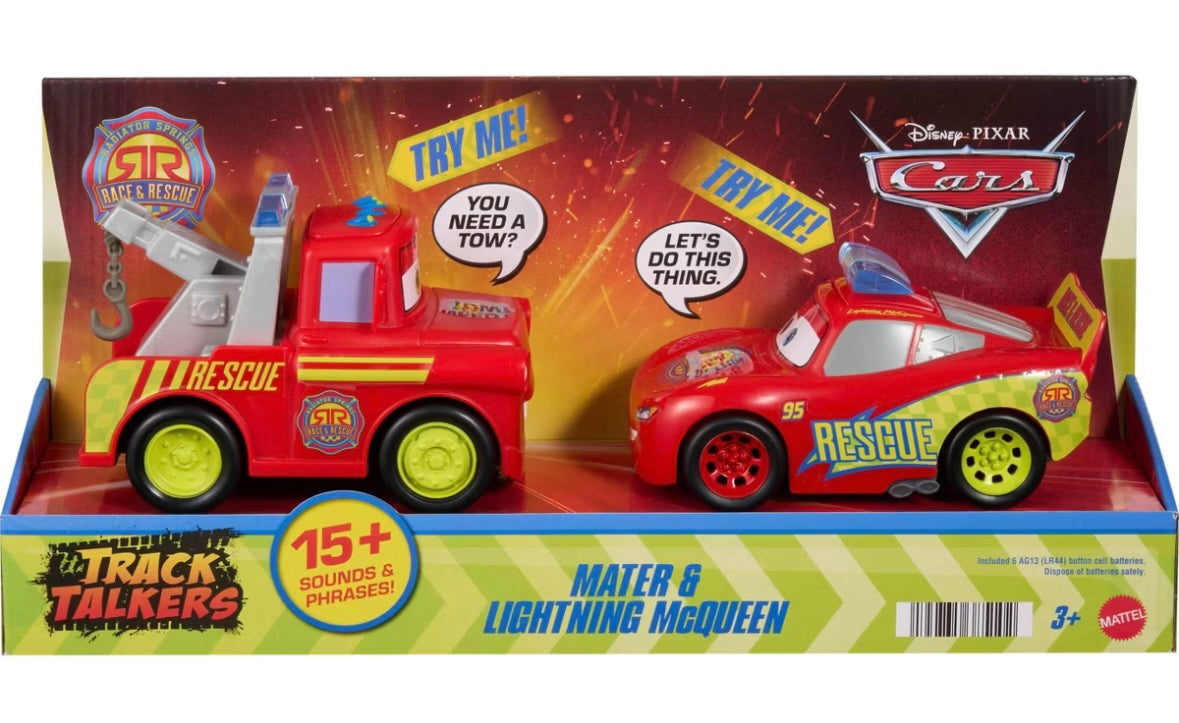 Disney Cars Radiator Springs Race & Rescue Track Talkers Toy Lightning McQueen & Mater